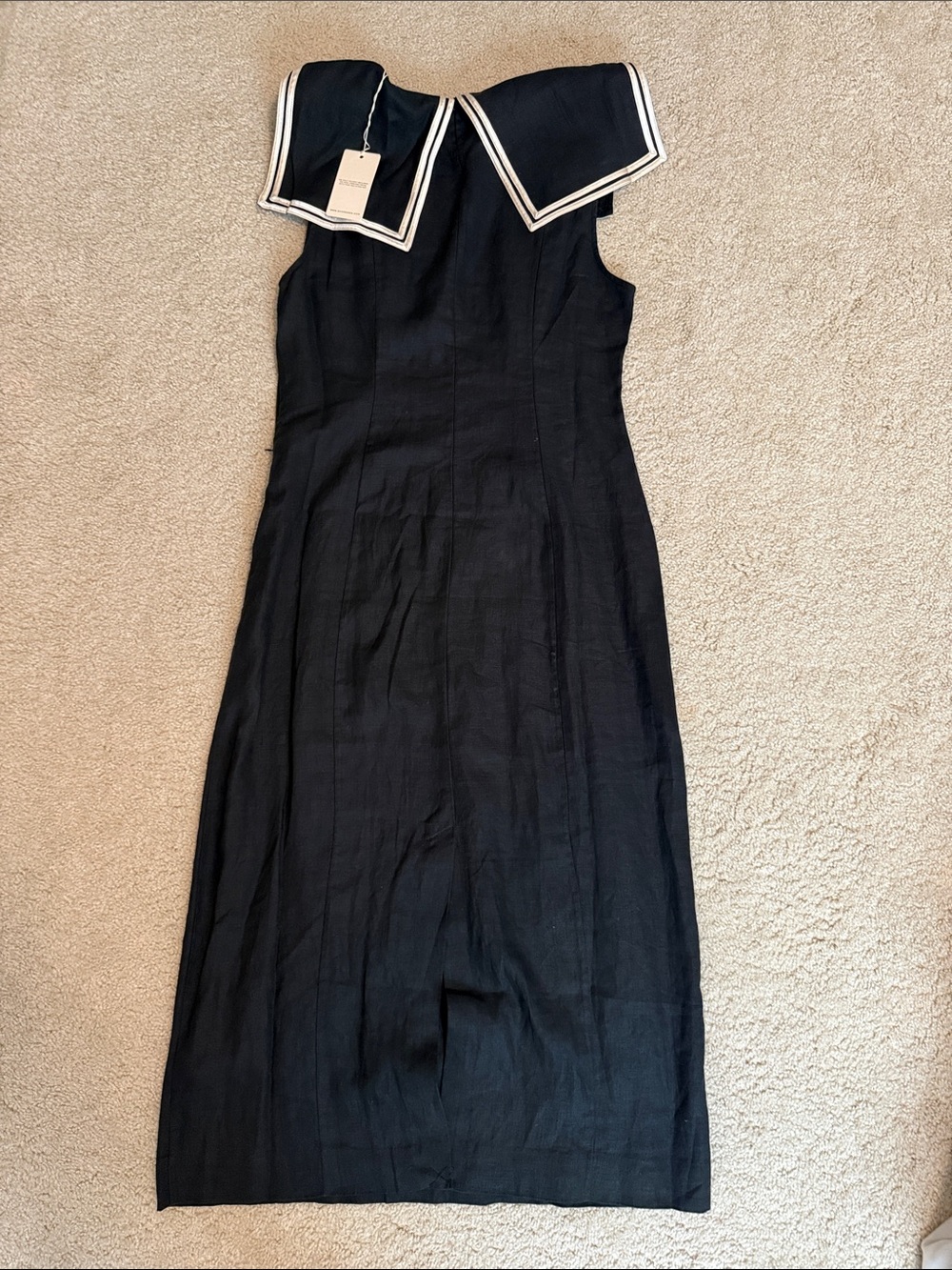 Doen Matilda Black Midi Dress with White Sailor Trim | size 8 - Picture 7 of 8